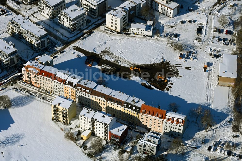 Luftbild Rostock - Winterluftbild Entwicklungsgebiet der Industriebrache an der Neue Bleicherstrße in Rostock im Bundesland Mecklenburg-Vorpommern, Deutschland