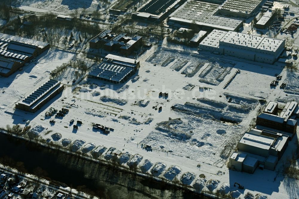 Berlin aus der Vogelperspektive: Winterluftbild Entwicklungsgebiet der Industriebrache Siemensstadt Square in Berlin, Deutschland