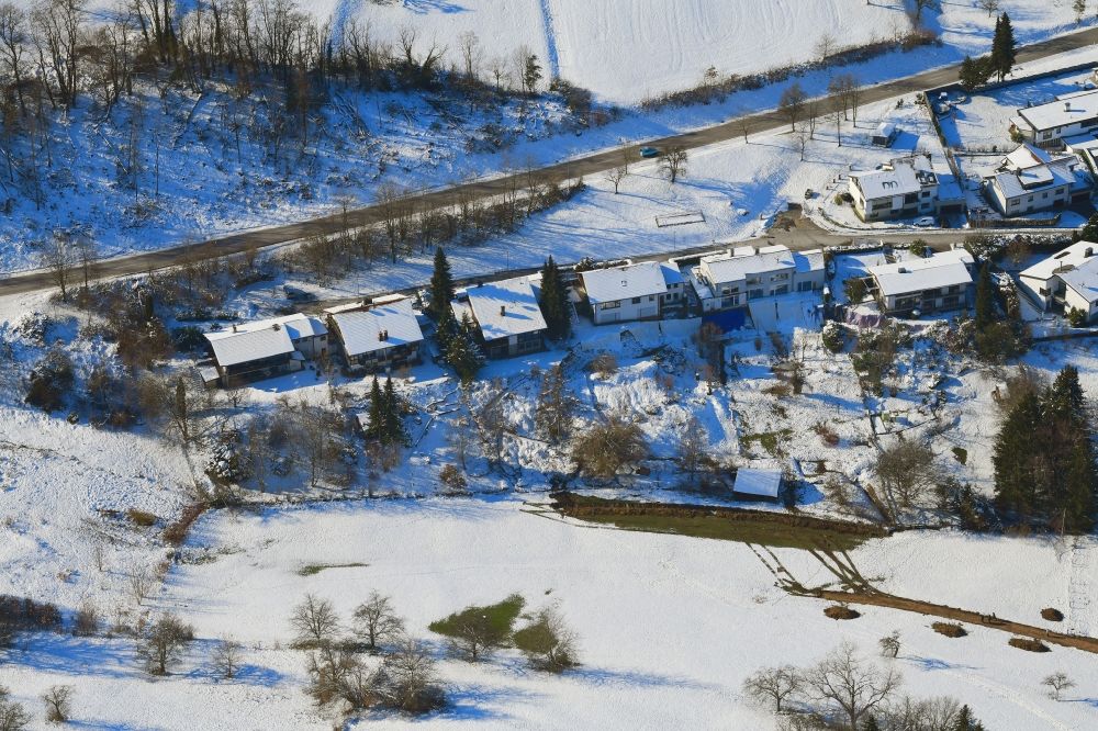 Luftaufnahme Schopfheim - Winterluftbild. Erdrutsch im Wohngebiet Altig in Schopfheim im Bundesland Baden-Württemberg, Deutschland