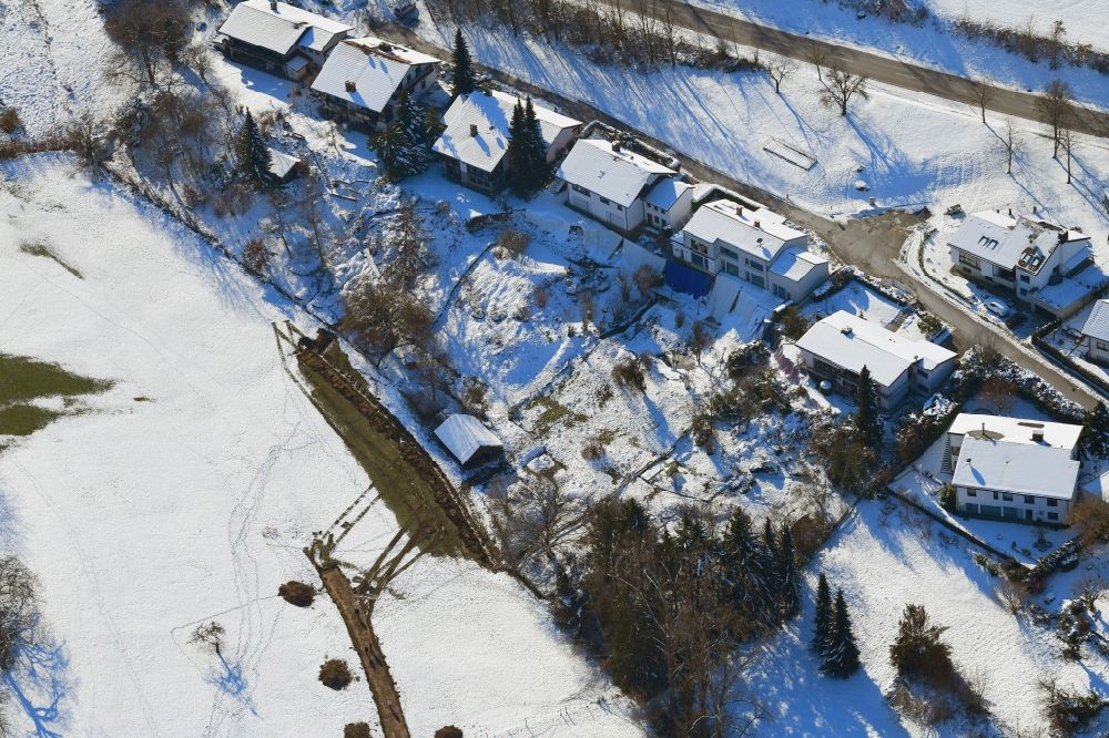 Schopfheim aus der Vogelperspektive: Winterluftbild. Erdrutsch im Wohngebiet Altig in Schopfheim im Bundesland Baden-Württemberg, Deutschland
