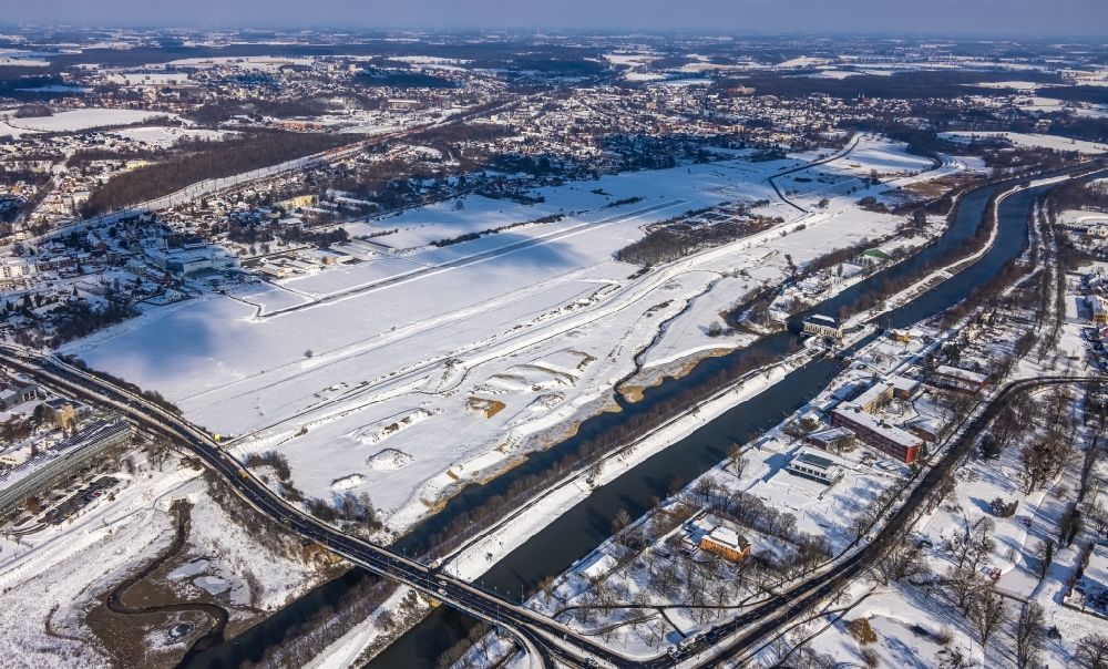 Luftaufnahme Hamm (Westfalen) - Winterluftbild Flugplatz Heessen in Hamm im Bundesland Nordrhein-Westfalen, Deutschland