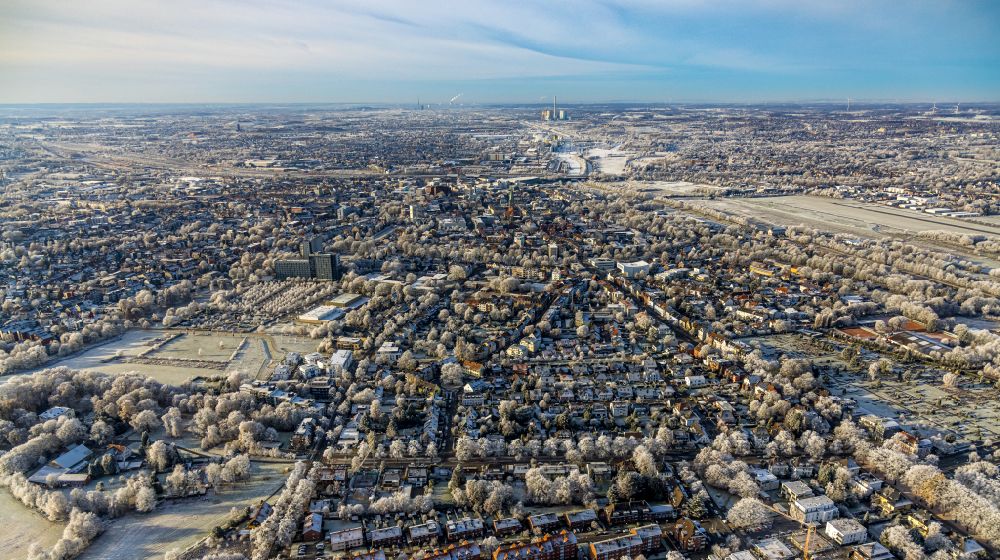 Luftbild Hamm - Winterluftbild Gesamtübersicht des Stadtgebietes in Hamm im Bundesland Nordrhein-Westfalen, Deutschland