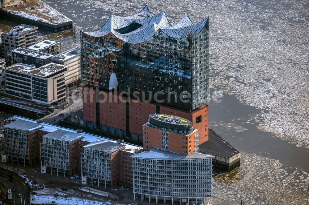 Hamburg von oben - Winterluftbild Konzerthaus Elbphilharmonie in Hamburg