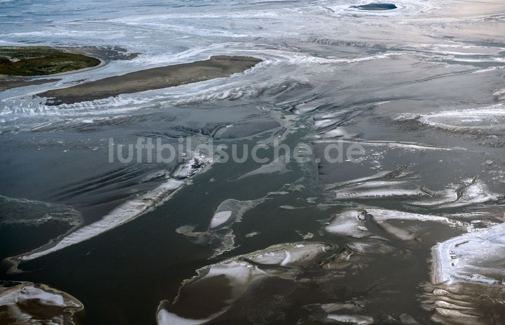 Luftaufnahme Nigehörn - Winterluftbild Küstenbereich der Nordsee - Insel in Scharhörn Nigehörn im Bundesland Hamburg