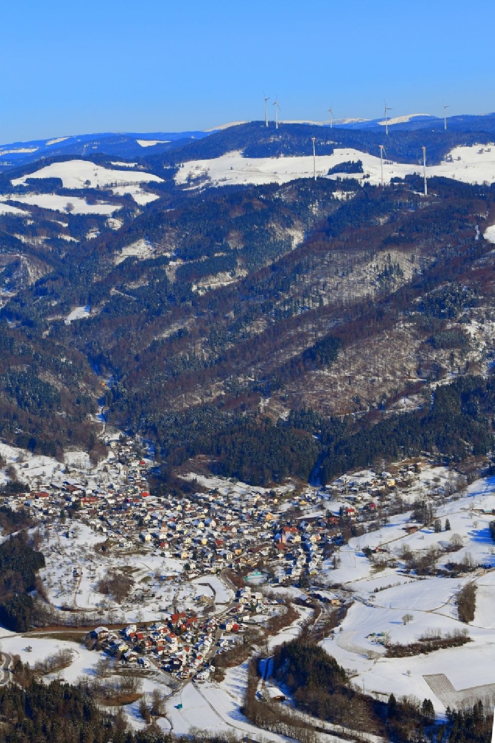 Hasel von oben - Winterluftbild Ortsansicht von Hasel im Südschwarzwald im Bundesland Baden-Württemberg, Deutschland