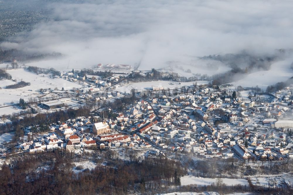 Luftbild Lauterbourg - Winterluftbild Ortsansicht in Lauterbourg in Grand Est, Frankreich