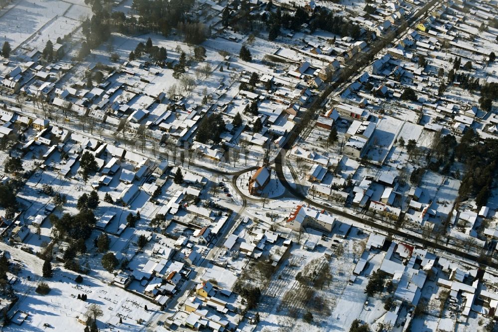 Luftbild Marienwerder - Winterluftbild Ortsansicht in Marienwerder im Bundesland Brandenburg, Deutschland