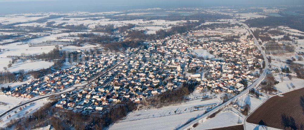 Luftaufnahme Mothern - Winterluftbild Ortsansicht in Mothern in Grand Est, Frankreich