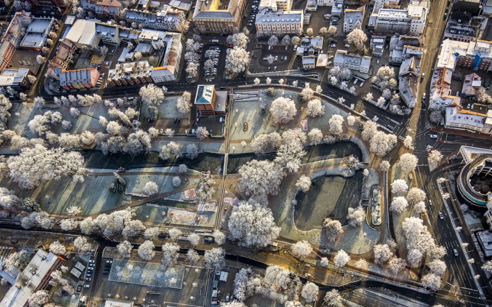 Luftaufnahme Hamm - Winterluftbild Parkanlage Nordringpark in Hamm im Bundesland Nordrhein-Westfalen, Deutschland