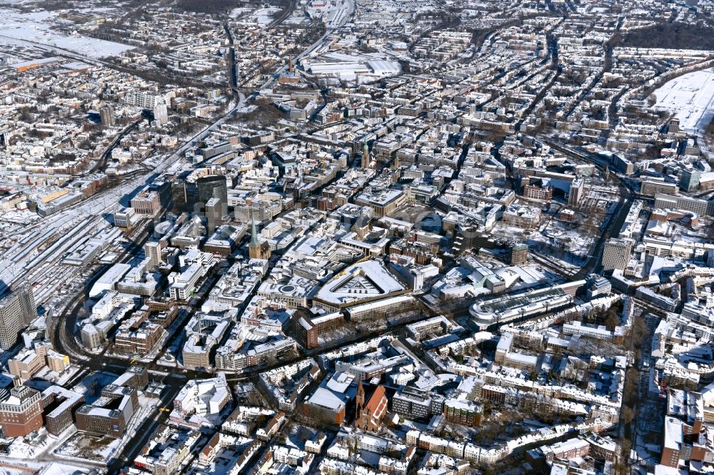 Luftaufnahme Dortmund - Winterluftbild Stadtansicht vom Innenstadtbereich in Dortmund im Bundesland Nordrhein-Westfalen, Deutschland