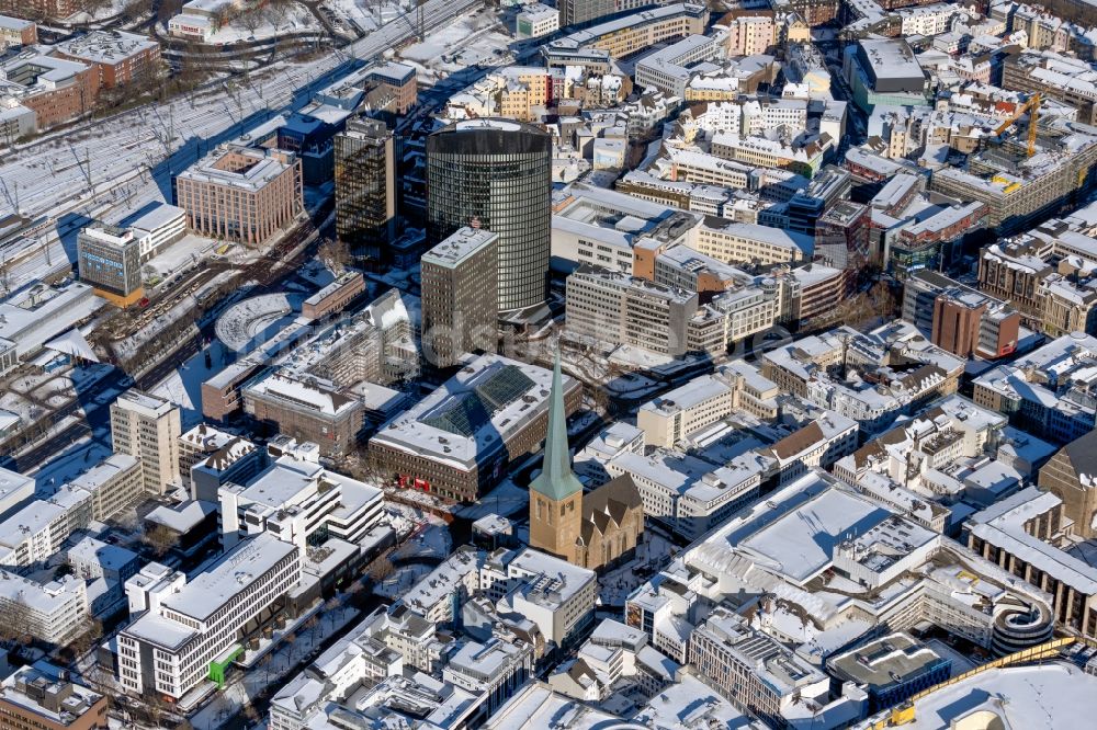 Luftaufnahme Dortmund - Winterluftbild Stadtansicht vom Innenstadtbereich in Dortmund im Bundesland Nordrhein-Westfalen, Deutschland