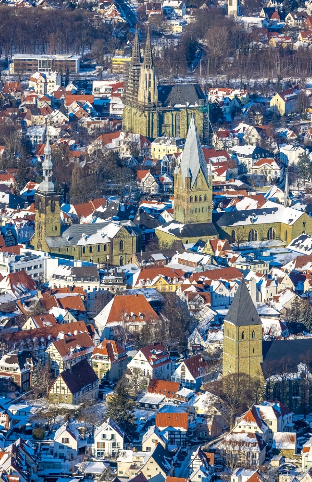 Soest aus der Vogelperspektive: Winterluftbild Stadtansicht vom Innenstadtbereich in Soest im Bundesland Nordrhein-Westfalen, Deutschland