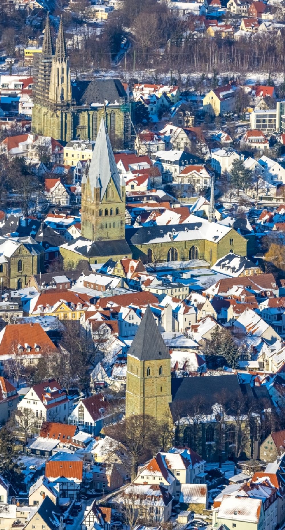 Luftbild Soest - Winterluftbild Stadtansicht vom Innenstadtbereich in Soest im Bundesland Nordrhein-Westfalen, Deutschland