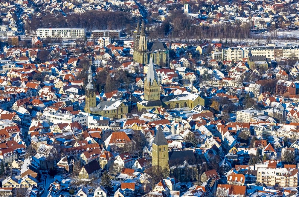 Luftaufnahme Soest - Winterluftbild Stadtansicht vom Innenstadtbereich in Soest im Bundesland Nordrhein-Westfalen, Deutschland