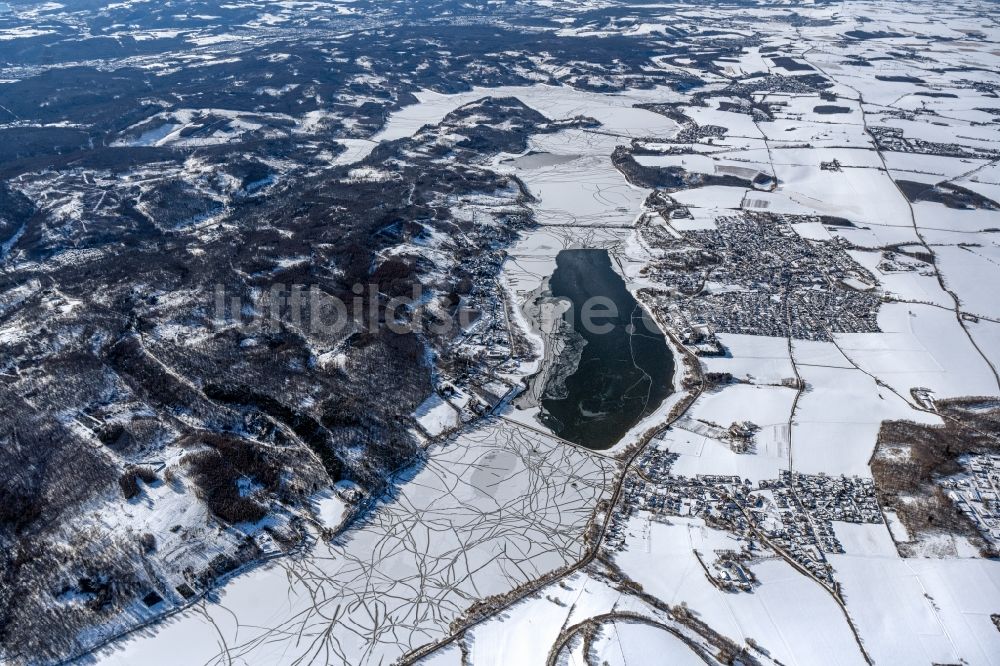 Luftbild Günne - Winterluftbild Staubecken und Stausee in Günne im Bundesland Nordrhein-Westfalen, Deutschland