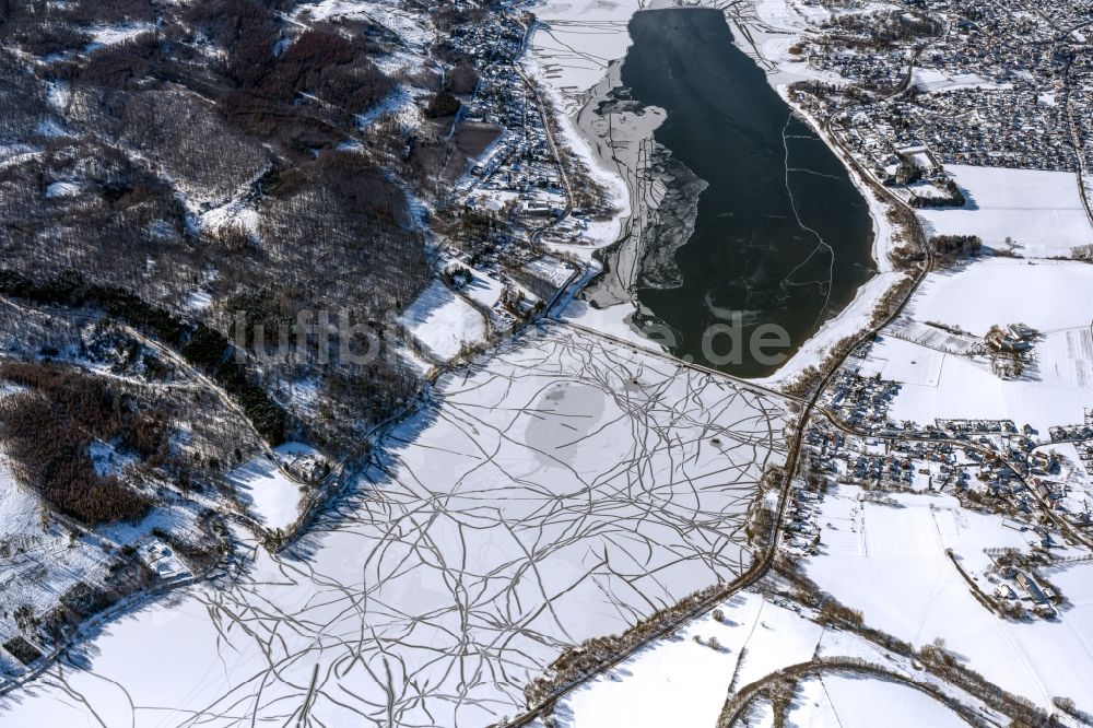 Luftaufnahme Günne - Winterluftbild Staubecken und Stausee in Günne im Bundesland Nordrhein-Westfalen, Deutschland