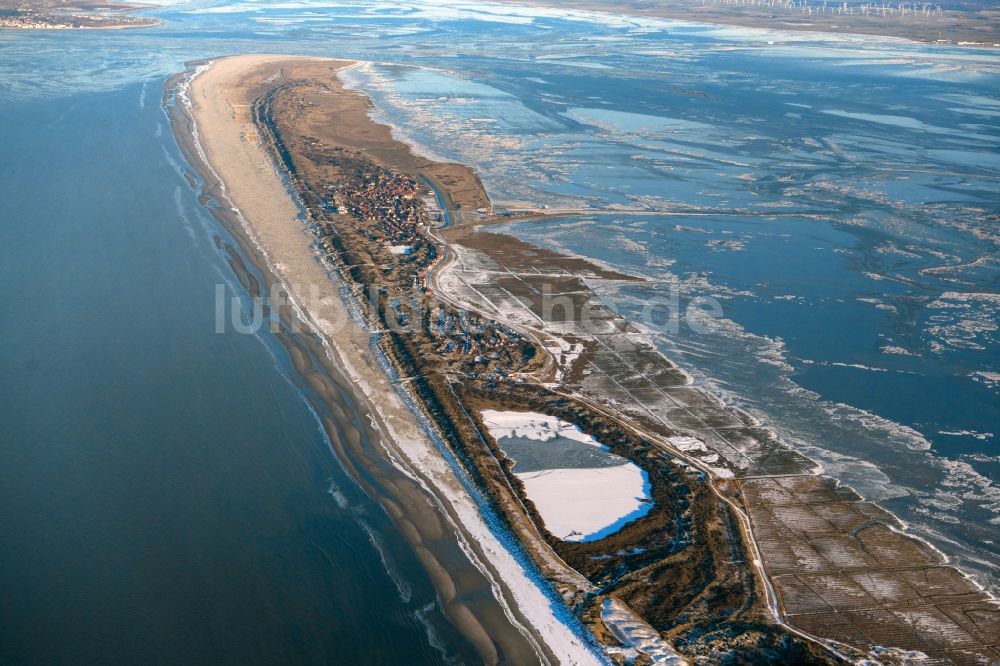Luftbild Juist - Winterluftbild Uferbereiche des Sees Hammersee in Juist im Bundesland Niedersachsen, Deutschland