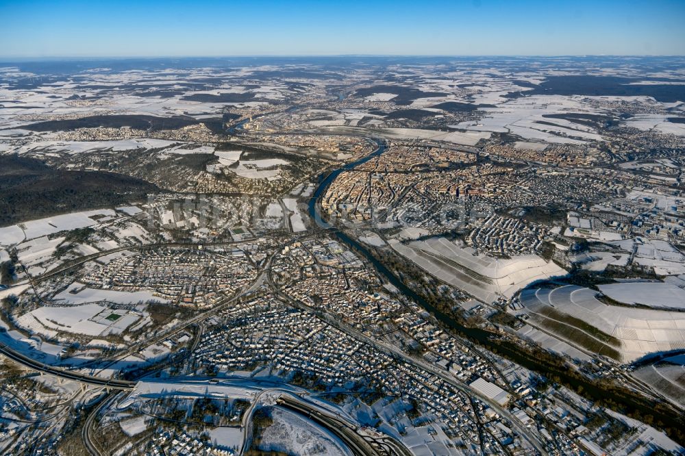 Luftbild Würzburg - Winterluftbild Weinbergs- Landschaft der Winzer- Gebiete in Würzburg im Bundesland Bayern, Deutschland
