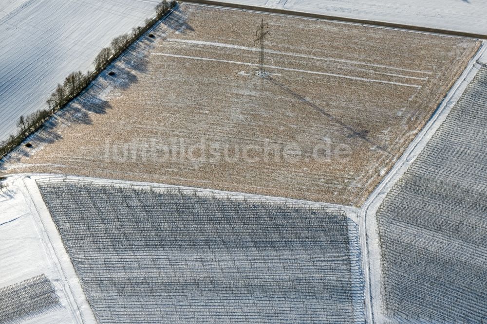 Zweiflingen von oben - Winterluftbild Weinbergs- Landschaft der Winzer- Gebiete in Zweiflingen im Bundesland Baden-Württemberg, Deutschland