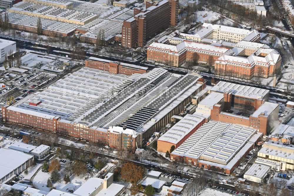 Luftbild Berlin - Winterluftbild Werksgelände Röhrenwerk der Siemens AG in Berlin, Deutschland