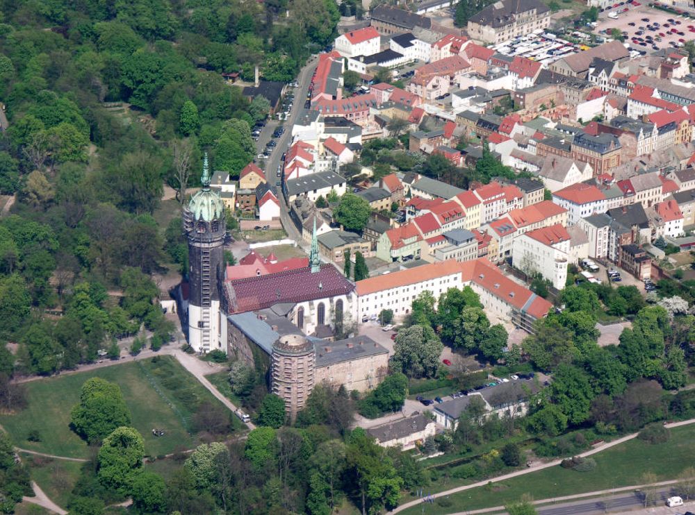 Lutherstadt Wittenberg von oben - Wittenberg Schlosskirche