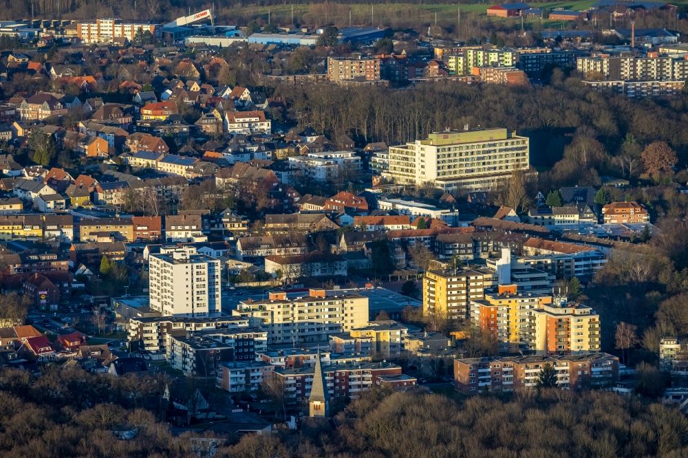 Luftbild Hamm - Wohn- und Geschäftshaus Viertel mit Einkaufszentrum an der Rautenstrauchstraße - Friedrich-Ebert-Straße in Hamm im Bundesland Nordrhein-Westfalen, Deutschland