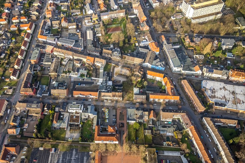 Luftaufnahme Hamm - Wohn- und Geschäftshaus Viertel entlang der Friedrich-Ebert-Straße - Hohenhöveler Straße im Ortsteil Bockum-Hövel in Hamm im Bundesland Nordrhein-Westfalen, Deutschland