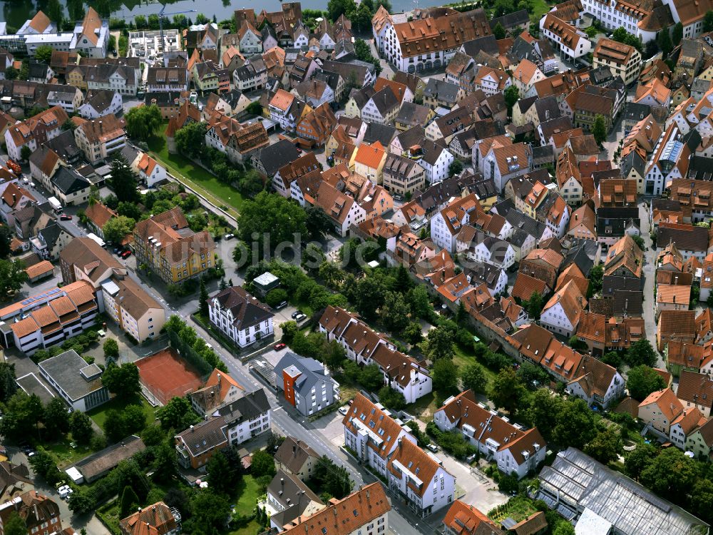 Luftbild Rottenburg am Neckar - Wohn- und Geschäftshaus Viertel entlang der Straße Sprollstraße in Rottenburg am Neckar im Bundesland Baden-Württemberg, Deutschland