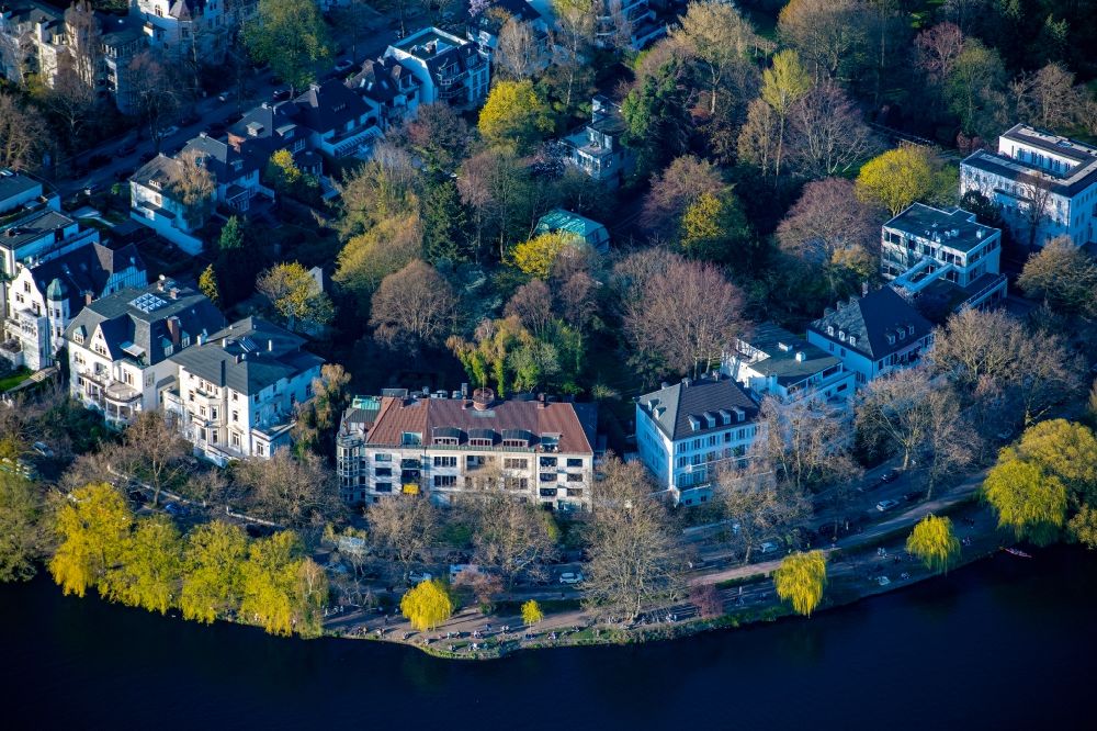 Hamburg aus der Vogelperspektive: Wohngebiet Bellevue an der Außenalster im Ortsteil Winterhude in Hamburg, Deutschland