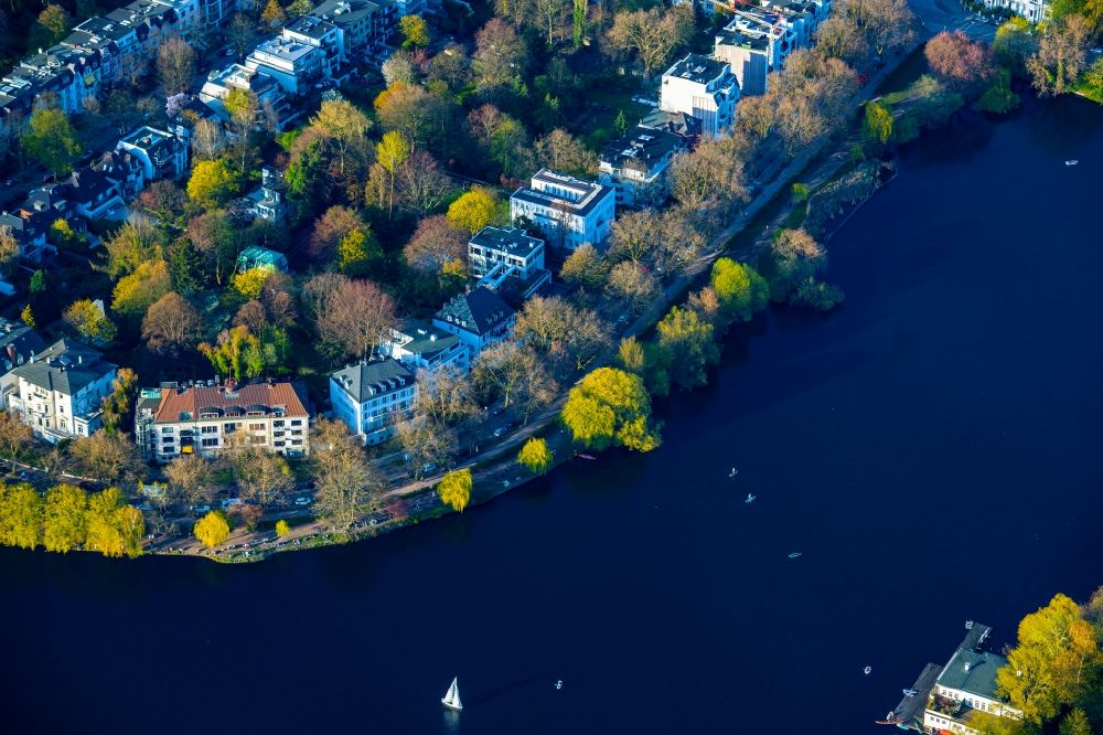 Luftbild Hamburg - Wohngebiet Bellevue an der Außenalster im Ortsteil Winterhude in Hamburg, Deutschland