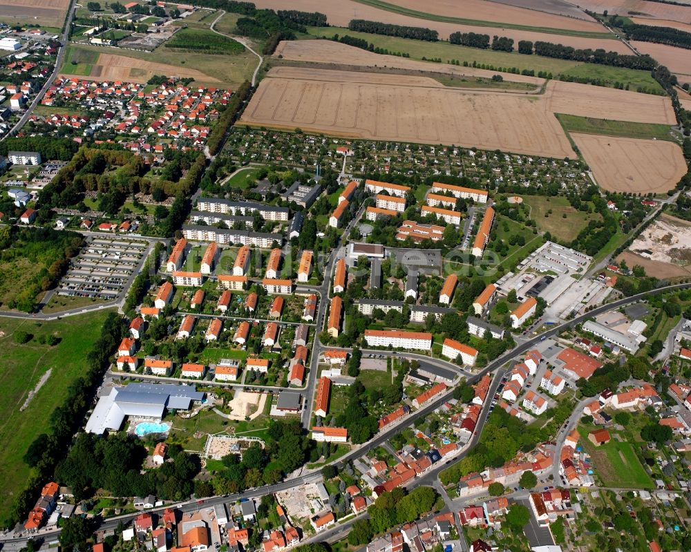Bad Langensalza von oben - Wohngebiet einer Einfamilienhaus- Siedlung in Bad Langensalza im Bundesland Thüringen, Deutschland