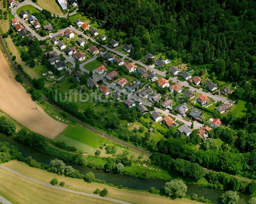 Bieringen aus der Vogelperspektive: Wohngebiet einer Einfamilienhaus- Siedlung in Bieringen im Bundesland Baden-Württemberg, Deutschland