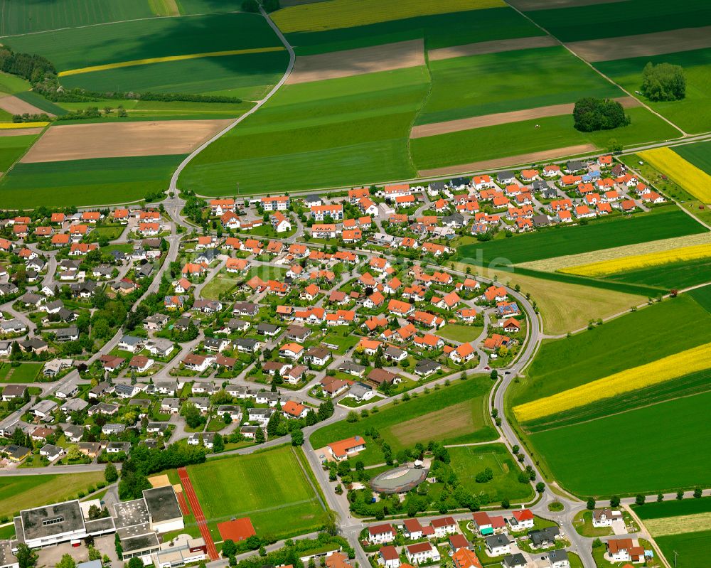 Binzwangen von oben - Wohngebiet einer Einfamilienhaus- Siedlung in Binzwangen im Bundesland Baden-Württemberg, Deutschland