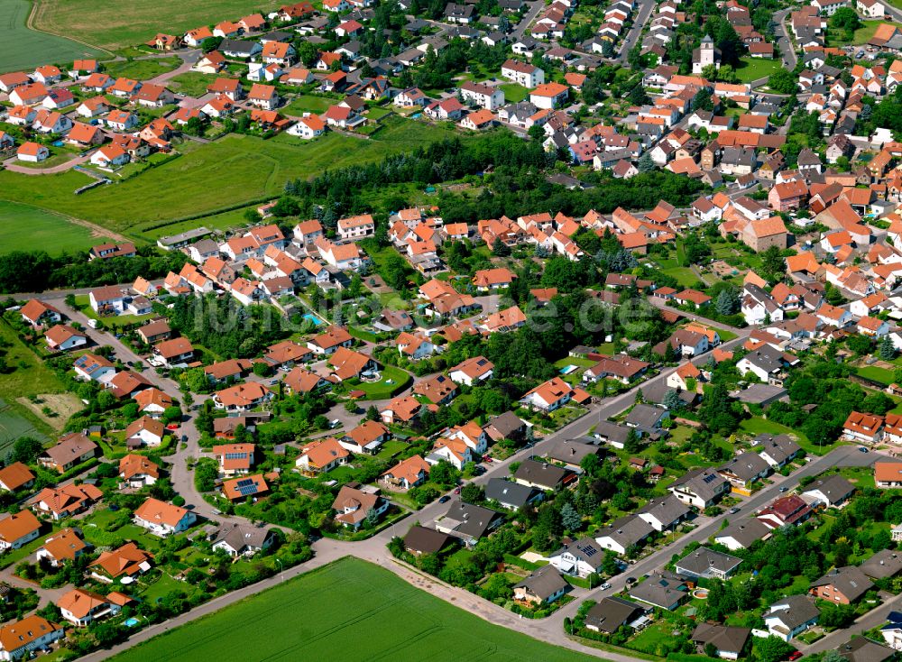 Bolanden aus der Vogelperspektive: Wohngebiet einer Einfamilienhaus- Siedlung in Bolanden im Bundesland Rheinland-Pfalz, Deutschland