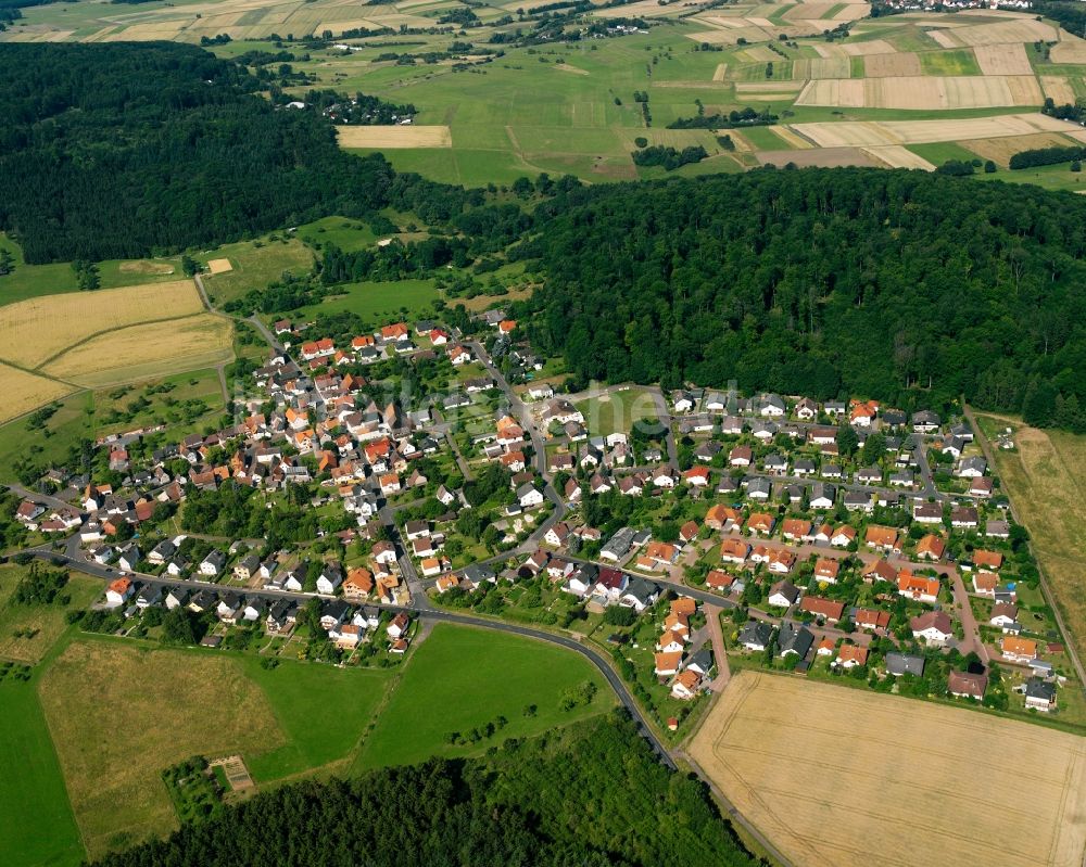 Climbach von oben - Wohngebiet einer Einfamilienhaus- Siedlung in Climbach im Bundesland Hessen, Deutschland