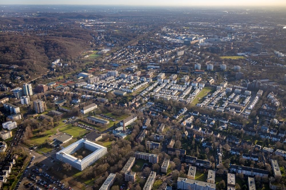 Luftaufnahme Düsseldorf - Wohngebiet einer Einfamilienhaus- Siedlung Eichengrund - Am Nußbaum - Haselnußweg in Düsseldorf im Bundesland Nordrhein-Westfalen, Deutschland