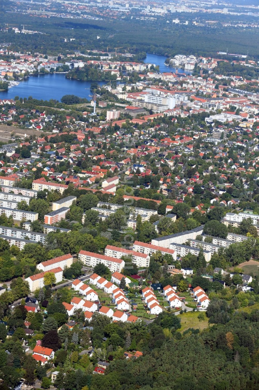 Berlin von oben - Wohngebiet einer Einfamilienhaus- Siedlung am Feldblumenweg im Ortsteil Köpenick in Berlin, Deutschland