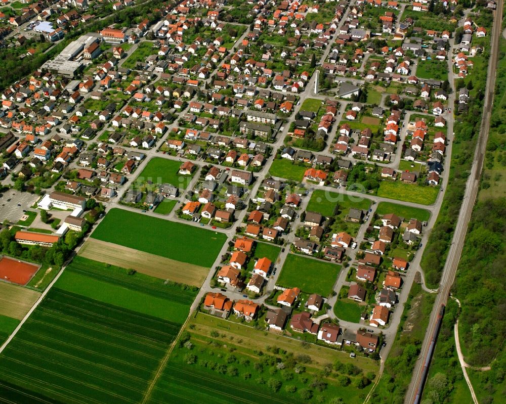Luftbild Gingen an der Fils - Wohngebiet einer Einfamilienhaus- Siedlung in Gingen an der Fils im Bundesland Baden-Württemberg, Deutschland
