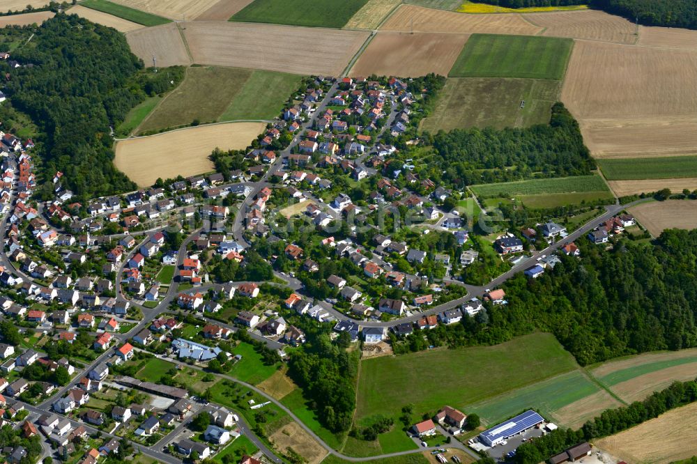 Luftbild Güntersleben - Wohngebiet einer Einfamilienhaus- Siedlung in Güntersleben im Bundesland Bayern, Deutschland