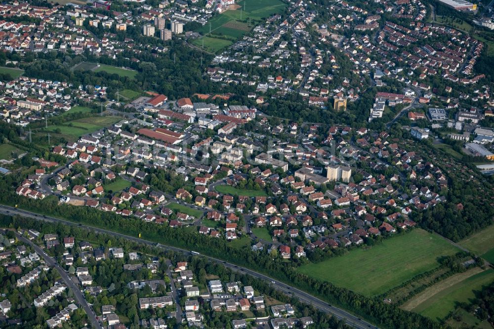 Luftaufnahme Würzburg - Wohngebiet einer Einfamilienhaus- Siedlung an der Heisenbergstraße in Würzburg im Bundesland Bayern, Deutschland