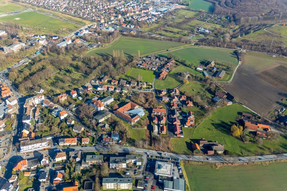 Luftbild Hamm - Wohngebiet einer Einfamilienhaus- Siedlung am Löbbeweg im Ortsteil Herringen in Hamm im Bundesland Nordrhein-Westfalen, Deutschland