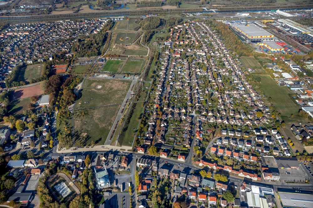Luftbild Hamm - Wohngebiet einer Einfamilienhaus- Siedlung Lippepark Hamm - Schacht Franz im Ortsteil Herringen in Hamm im Bundesland Nordrhein-Westfalen, Deutschland