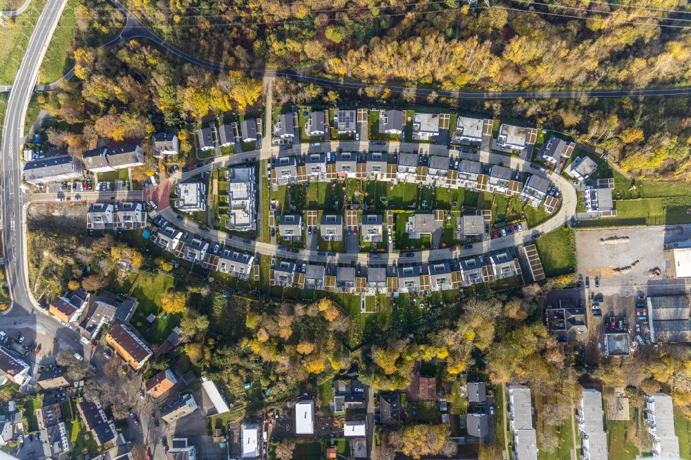 Luftbild Bochum - Wohngebiet einer Einfamilienhaus- Siedlung Markscher Bogen in Weitmar in Bochum im Bundesland Nordrhein-Westfalen, Deutschland