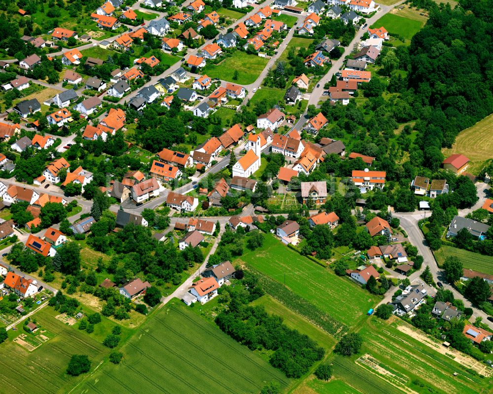 Luftaufnahme Mähringen - Wohngebiet einer Einfamilienhaus- Siedlung in Mähringen im Bundesland Baden-Württemberg, Deutschland