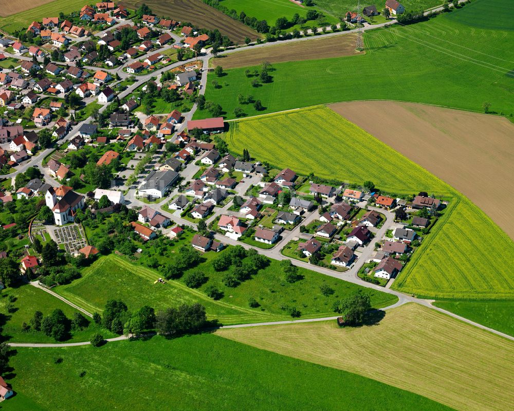 Luftaufnahme Mittelbuch - Wohngebiet einer Einfamilienhaus- Siedlung in Mittelbuch im Bundesland Baden-Württemberg, Deutschland