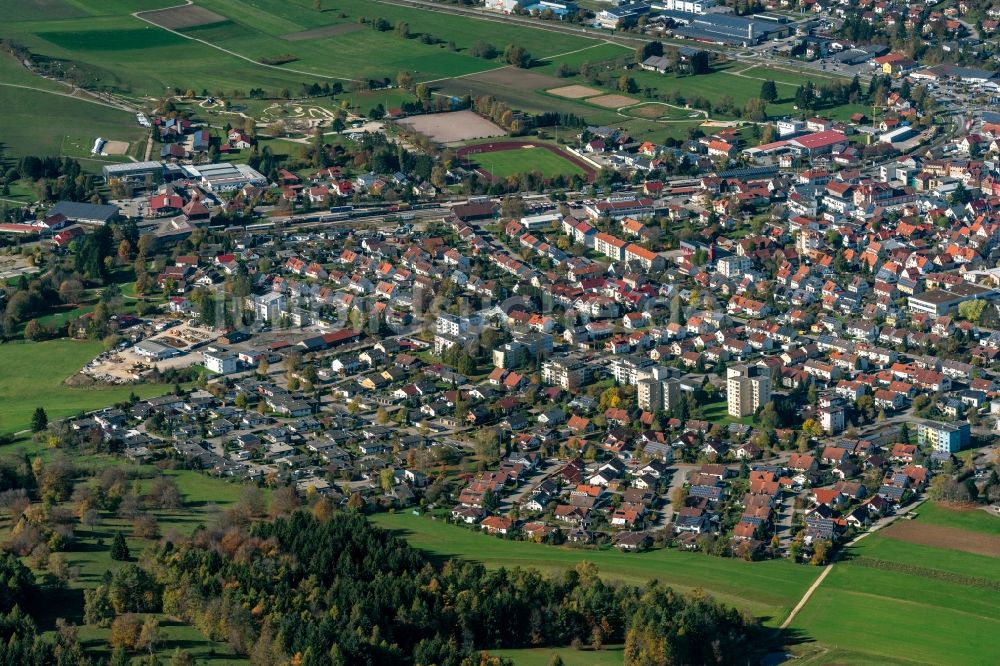 Münsingen aus der Vogelperspektive: Wohngebiet einer Einfamilienhaus- Siedlung in Münsingen im Bundesland Baden-Württemberg, Deutschland
