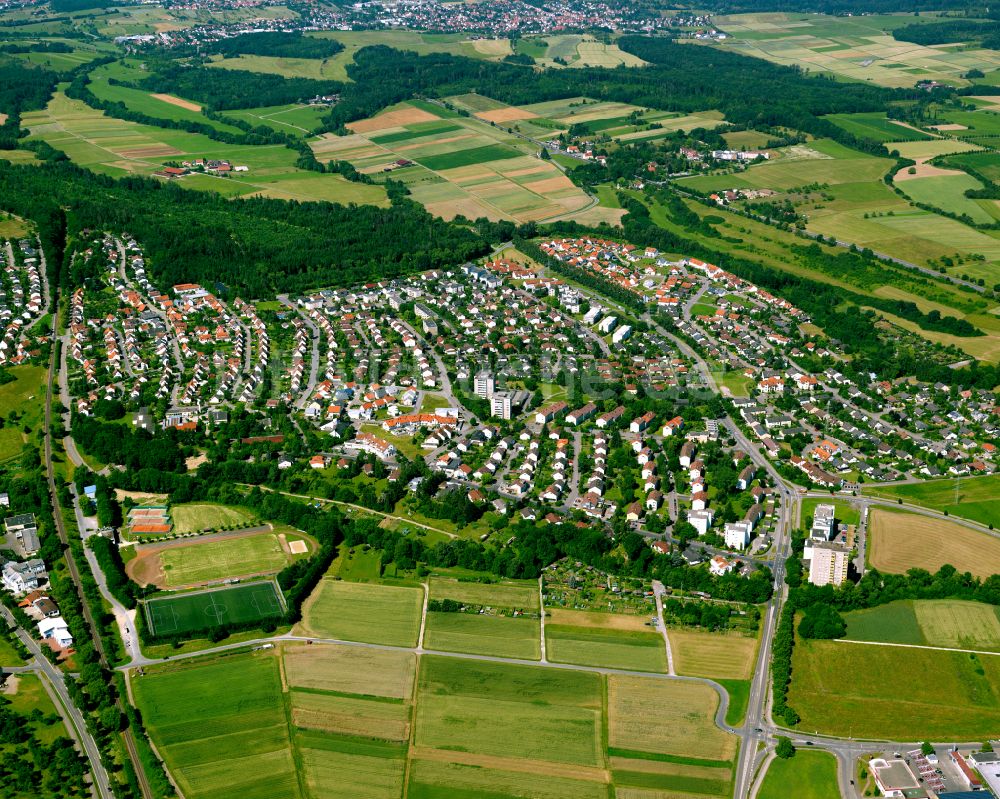 Mössingen von oben - Wohngebiet einer Einfamilienhaus- Siedlung in Mössingen im Bundesland Baden-Württemberg, Deutschland
