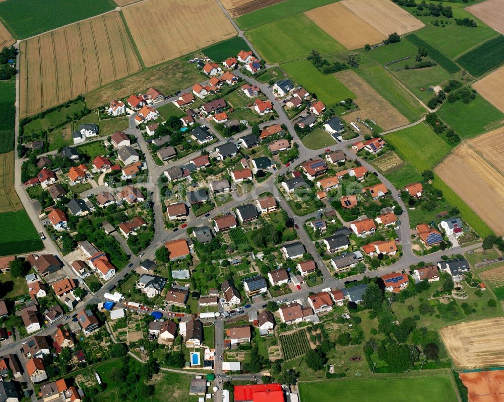 Luftaufnahme Obergriesheim - Wohngebiet einer Einfamilienhaus- Siedlung in Obergriesheim im Bundesland Baden-Württemberg, Deutschland