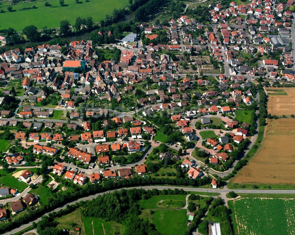 Luftaufnahme Oedheim - Wohngebiet einer Einfamilienhaus- Siedlung in Oedheim im Bundesland Baden-Württemberg, Deutschland