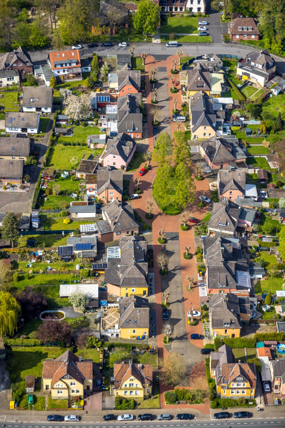 Luftbild Bönen - Wohngebiet einer Einfamilienhaus- Siedlung im Ortsteil Nordbögge in Bönen im Bundesland Nordrhein-Westfalen, Deutschland